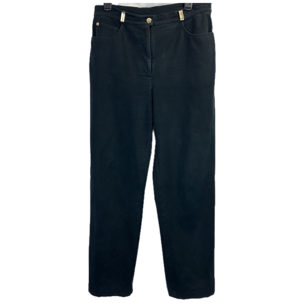 St. John Sport by Marie Gray Luxurious Stretch Black Pants with Gold Acc…